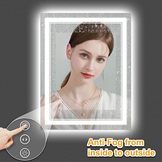 Eifanf W24 x H36" Square LED mirror for bathroom wall mounted,3 Colors,Silver L001AC6090