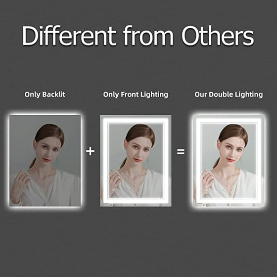 Eifanf W24 x H36" Square LED mirror for bathroom wall mounted,3 Colors,Silver L001AC6090
