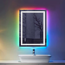 Eifanf W20 x H28" Square LED bathroom mirror with lights RGB Color Changing Silver L001AC7050RGB