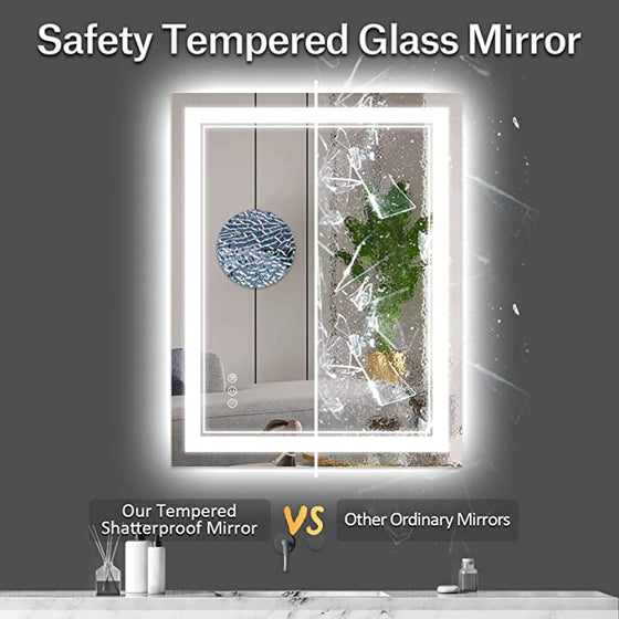 Eifanf W28 x H36" Square Anti-Fog led mirror 3 Colors Vanity Mirror,Silver L001AC7090
