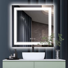  Eifanf W36 x H36" Square LED bathroom Vanity Mirror with Double Lights,Silver L001B9090