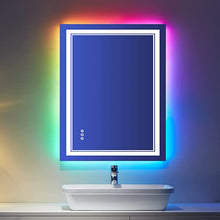  Eifanf W24 x H36" Square LED Bathroom Mirror with Lights RGB Backlit Color Changing Silver L001AC6090RGB