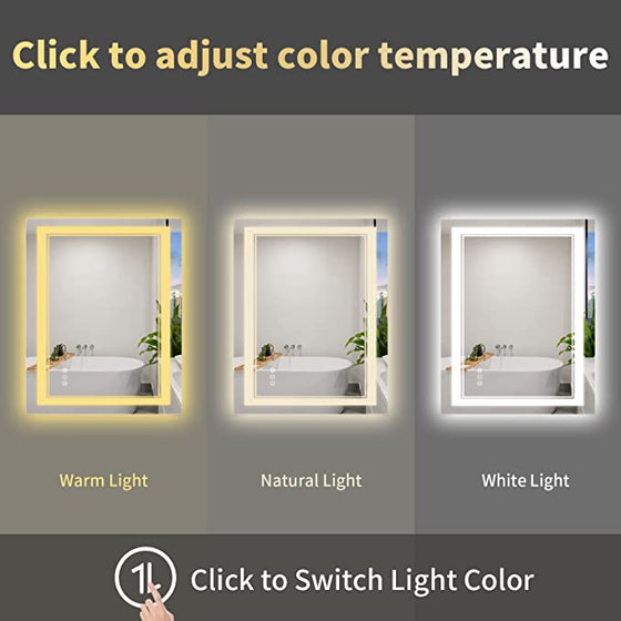 Eifanf W36 x H30" Square Bathroom mirror with lights Silver L001AC9076