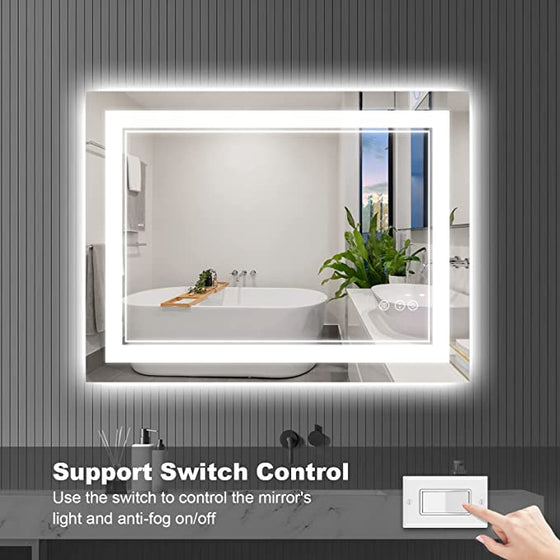 Eifanf W36 x H30" Square Bathroom mirror with lights Silver L001AC9076