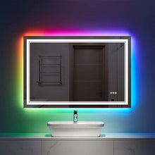  Eifanf W40 x H24" Square LED Mirror Backlit Bathroom Vanity Mirror Silver L001AC10060RGB