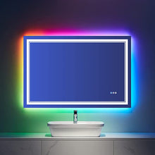  Eifanf W60 x H36" Square RGB Color Changing Dimmable  Vanity Mirror Silver L001AC15090RGB