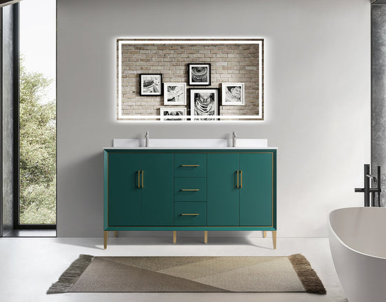Eifanf 60"x22"x35" Bathroom Floor Cabinet, Bathroom Storage Cabinet Eifanf4-60DGRN