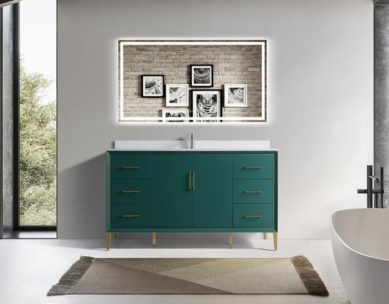 Eifanf 60"x22"x35" Bathroom Cabinet with Doors Wall Cabinet Eifanf4-60SGRN