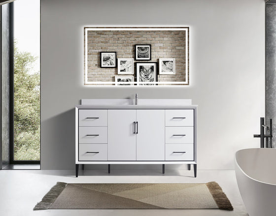 Eifanf 60"x22"x35" Cabinet Storage with Doors and Shelf Cottage Collection Wall Cabinet Eifanf4-60SWHT