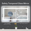 Eifanf W60 x H28" Square LED Lighted Bathroom Mirror with Front and Backlight Silver L001B15070