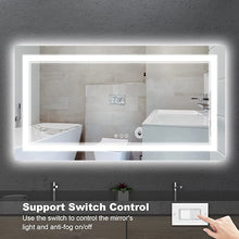  Eifanf W60 x H28" Square LED Lighted Bathroom Mirror with Front and Backlight Silver L001B15070