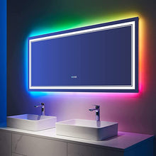  Eifanf W55 x H30" Square Light mirror bathroom Silver L001AC13975RGB