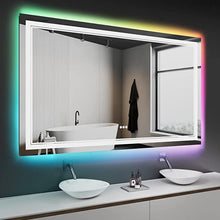  Eifanf W72 x H32" Square Front Light and Backlit Anti-Fog Mirror Silver L001AC18181RGB