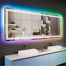  Eifanf W84 x H32" Square Bathroom Shatterproof Wall-Mounted mirror with lights Silver L001AC18181RGB