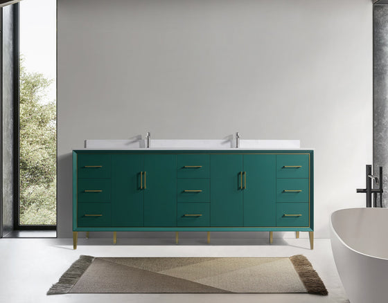 Eifanf 84"x22"x35" Bathroom Cabinet with Doors Wall Cabinet Eifanf4-84DGRN