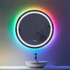 Eifanf W24 x H32" Round Black Wall Mirror for Bathroom for over sink,Silver X-L050AC6080RGB